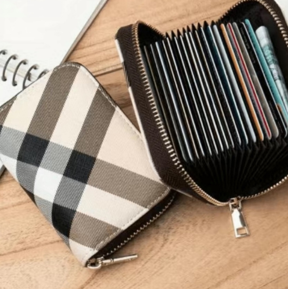 "Luxury style" Plaid credit-card accordion wallet - Picture 3 of 3